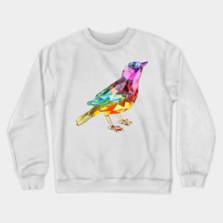 Colourful Crystal Glass Bird Figurine Crewneck Sweatshirt